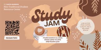 Join us on Thursday March 13, 2025 from 12PM to 2:30PM at the Non-Traditional Student Center (SRB 1109) for free coffee, donuts, and a relaxing study space!